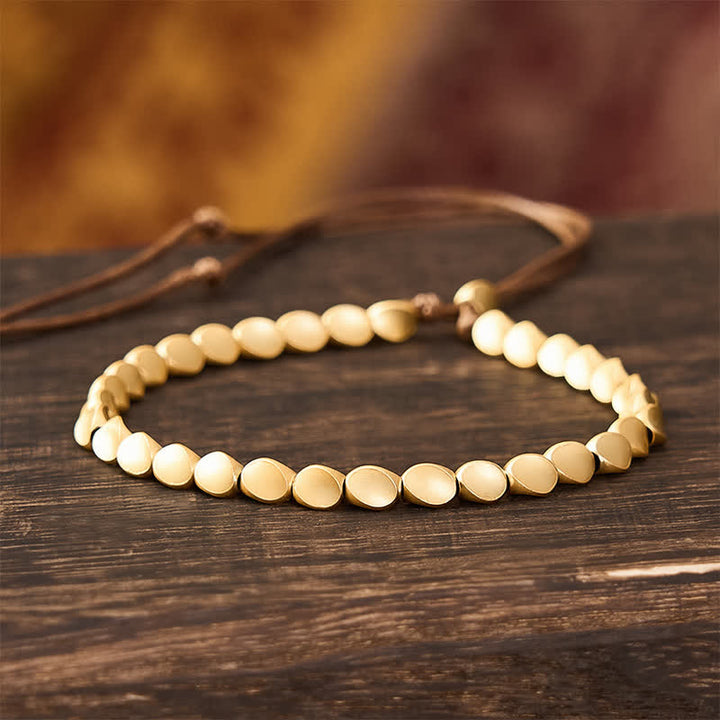 Buddha Stones Bracciale a corda con perline irregolari in rame - 7,9 pollici (20 cm) - image 0