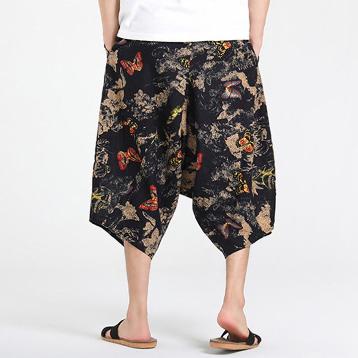 Buddha Stones Pantaloni Capri estivi in ​​stile boho casual con coulisse e geometria astratta, pantaloni harem da uomo con tasca - image 27