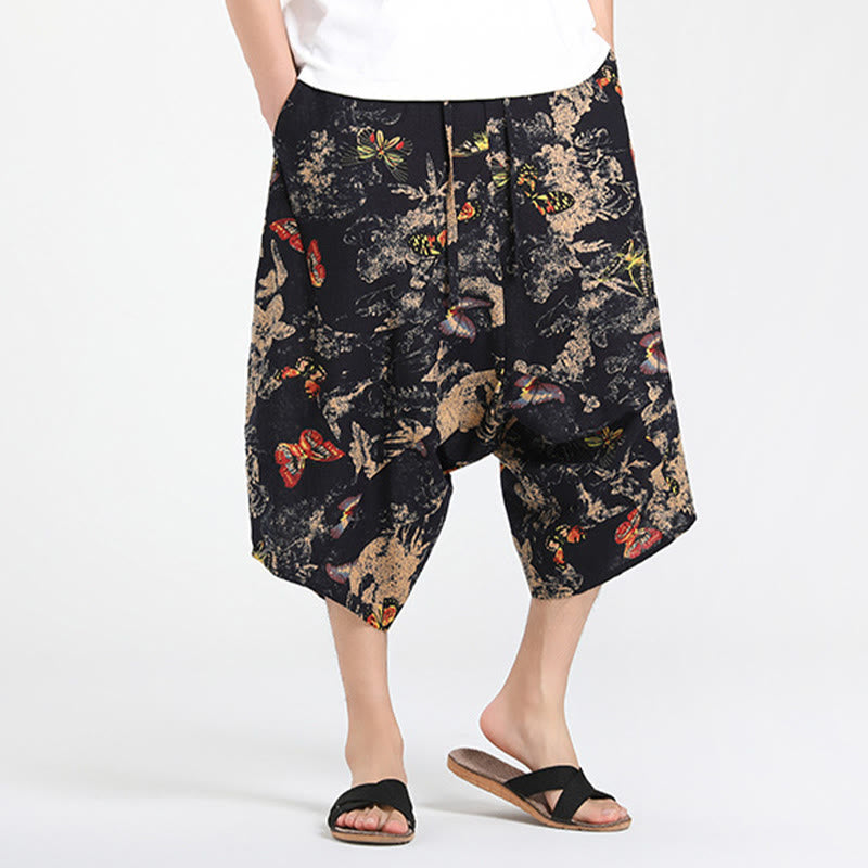 Buddha Stones Pantaloni Capri estivi in ​​stile boho casual con coulisse e geometria astratta, pantaloni harem da uomo con tasca - image 25