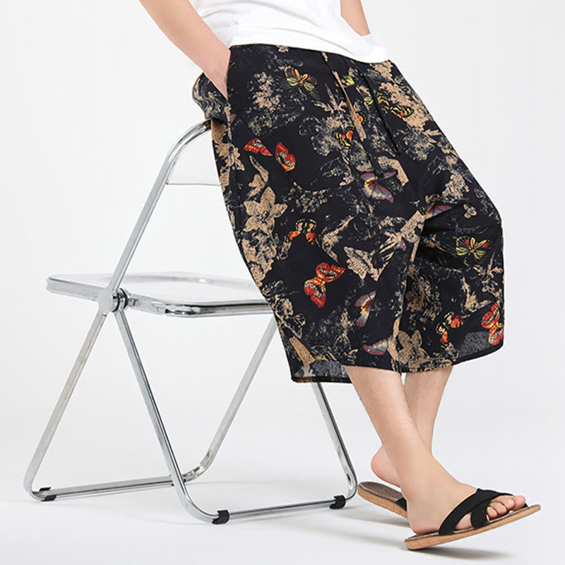 Buddha Stones Pantaloni Capri estivi in ​​stile boho casual con coulisse e geometria astratta, pantaloni harem da uomo con tasca - image 30
