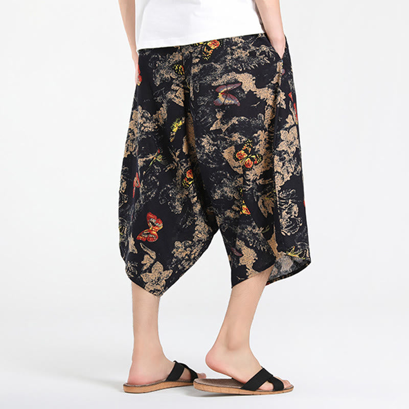 Buddha Stones Pantaloni Capri estivi in ​​stile boho casual con coulisse e geometria astratta, pantaloni harem da uomo con tasca - image 28
