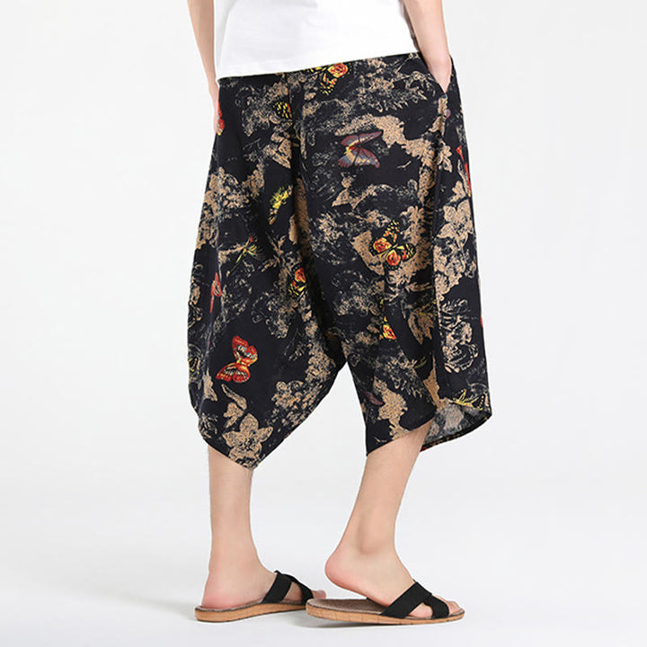 Buddha Stones Pantaloni Capri estivi in ​​stile boho casual con coulisse e geometria astratta, pantaloni harem da uomo con tasca - image 28