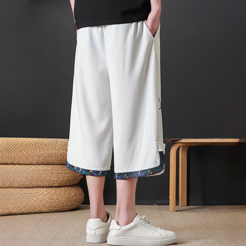 Buddha Stones Pantaloni corti da uomo estivi stile Tang, casual, con coulisse, stampa bambù, gamba dritta e tasca. - image 17