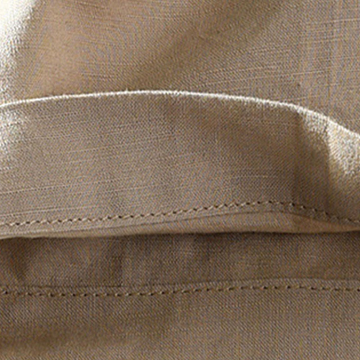 Buddha Stones Pantaloncini da uomo primaverili/estivi, casual, minimalisti, con bottoni e cerniera, in cotone e lino tinta unita, con tasca. - image 8