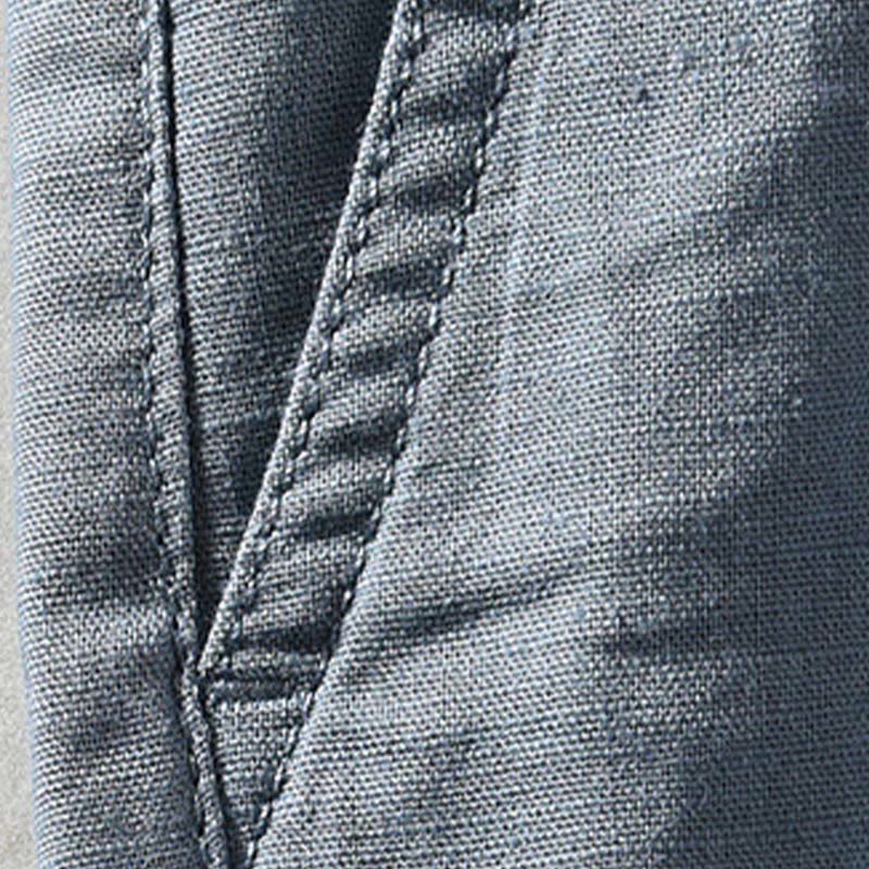 Buddha Stones Pantaloncini da uomo primaverili/estivi, casual, minimalisti, con bottoni e cerniera, in cotone e lino tinta unita, con tasca. - image 18