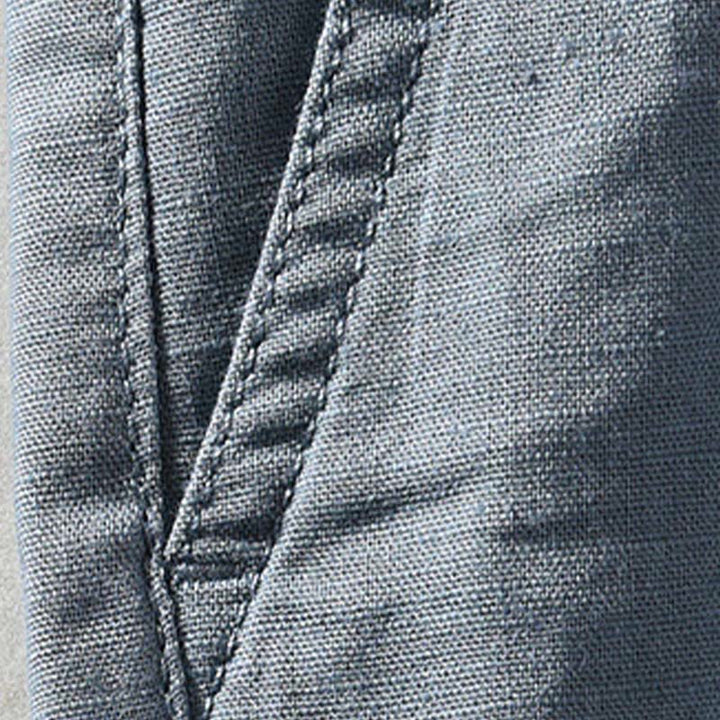Buddha Stones Pantaloncini da uomo primaverili/estivi, casual, minimalisti, con bottoni e cerniera, in cotone e lino tinta unita, con tasca. - image 18