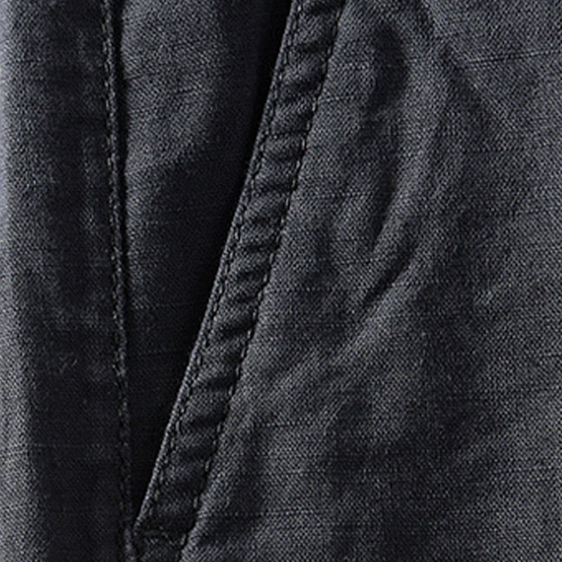 Buddha Stones Pantaloncini da uomo primaverili/estivi, casual, minimalisti, con bottoni e cerniera, in cotone e lino tinta unita, con tasca. - image 14