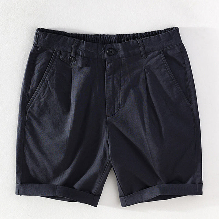 Buddha Stones Pantaloncini da uomo primaverili/estivi, casual, minimalisti, con bottoni e cerniera, in cotone e lino tinta unita, con tasca. - Grigio ardesia scuro - US/UK/AU42, EU52 (3XL) - image 11