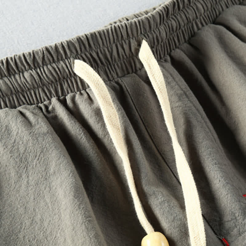Buddha Stones Pantaloncini da uomo estivi casual minimalisti in cotone e lino tinta unita con coulisse e tasche. - image 15