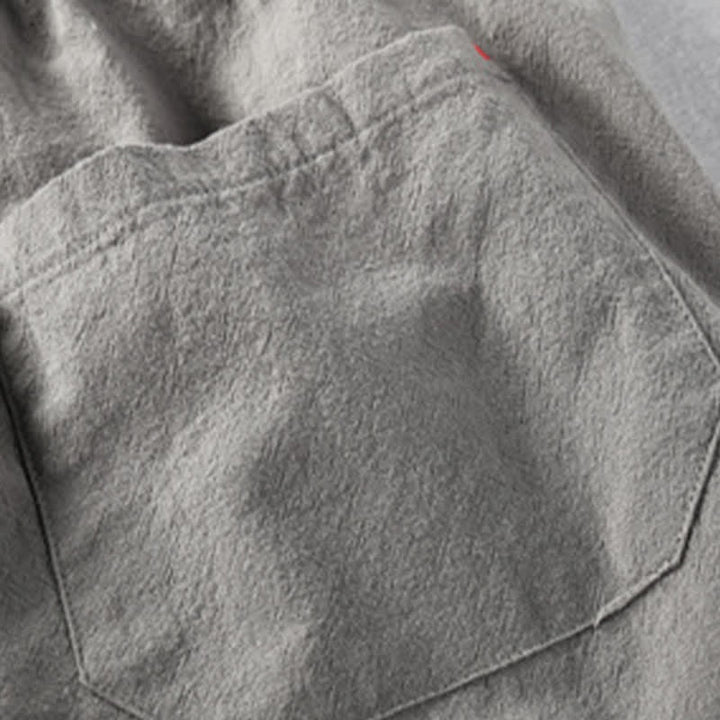 Buddha Stones Pantaloncini da uomo estivi casual minimalisti in cotone e lino tinta unita con coulisse e tasche. - image 6