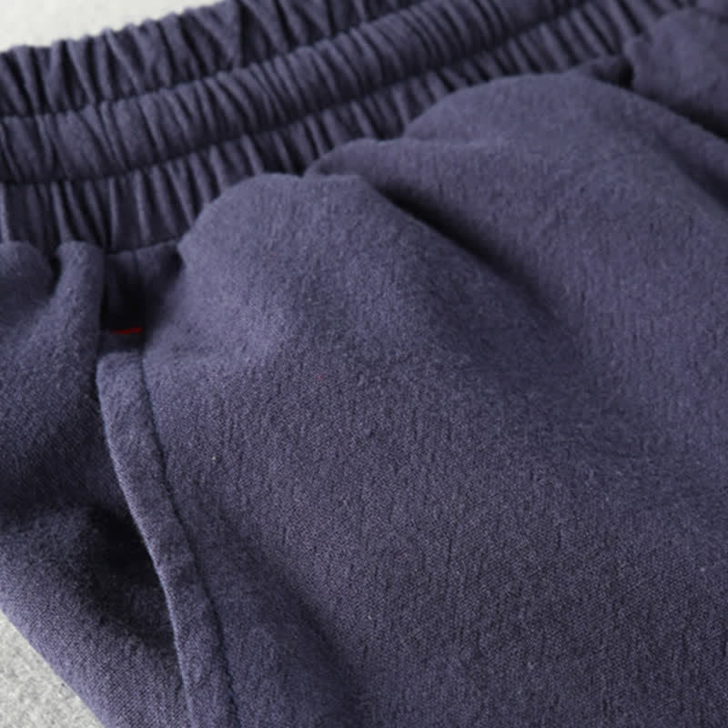 Buddha Stones Pantaloncini da uomo estivi casual minimalisti in cotone e lino tinta unita con coulisse e tasche. - image 11