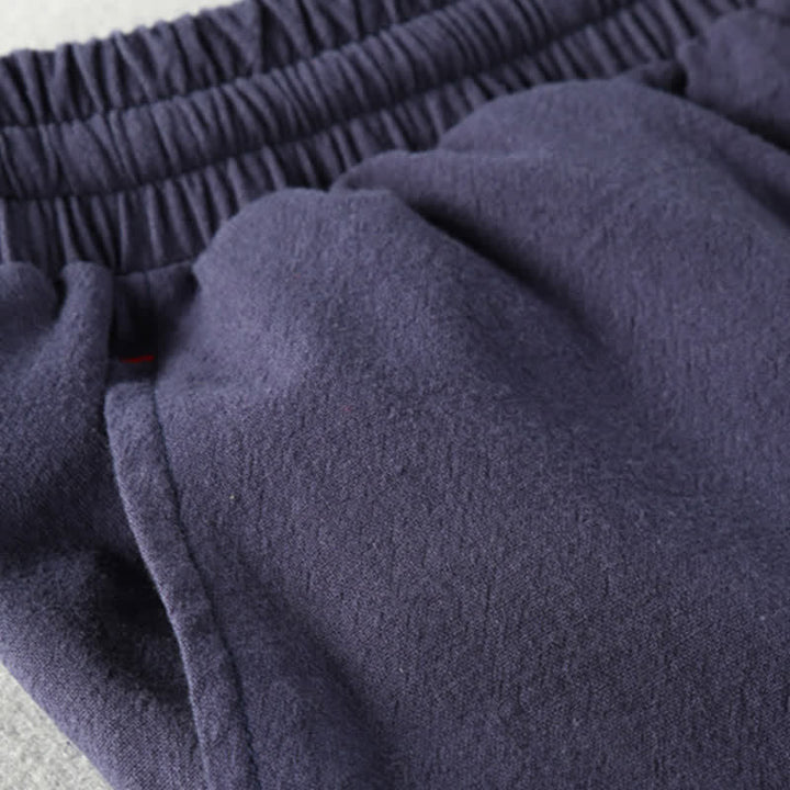 Buddha Stones Pantaloncini da uomo estivi casual minimalisti in cotone e lino tinta unita con coulisse e tasche. - image 11