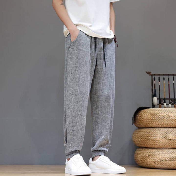 Buddha Stones Pantaloni corti da uomo casual, minimalisti, con coulisse in vita elasticizzata, tinta unita, per primavera/estate, con tasca. - image 2