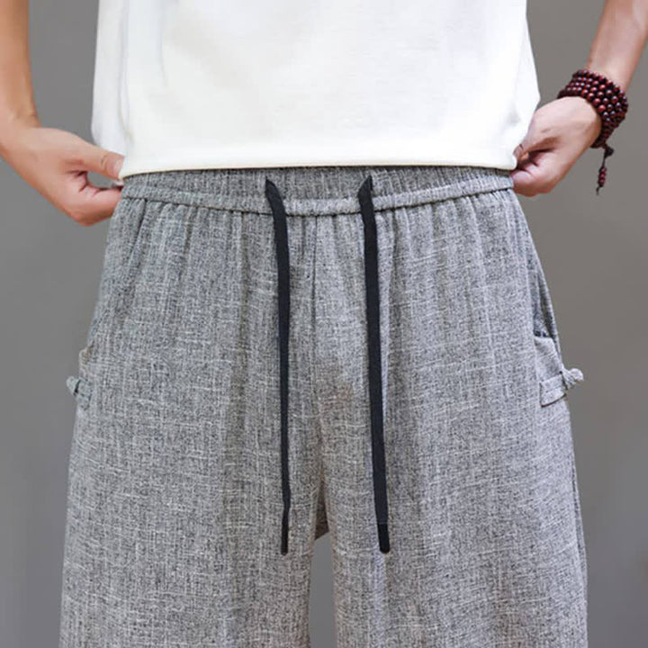 Buddha Stones Pantaloni corti da uomo casual, minimalisti, con coulisse in vita elasticizzata, tinta unita, per primavera/estate, con tasca. - image 8