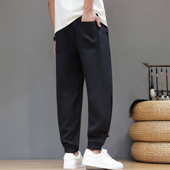 Buddha Stones Pantaloni corti da uomo casual, minimalisti, con coulisse in vita elasticizzata, tinta unita, per primavera/estate, con tasca. - image 16
