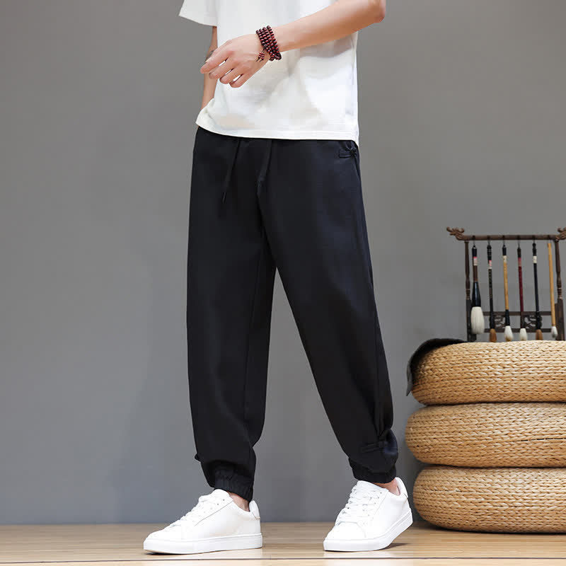 Buddha Stones Pantaloni corti da uomo casual, minimalisti, con coulisse in vita elasticizzata, tinta unita, per primavera/estate, con tasca. - image 13