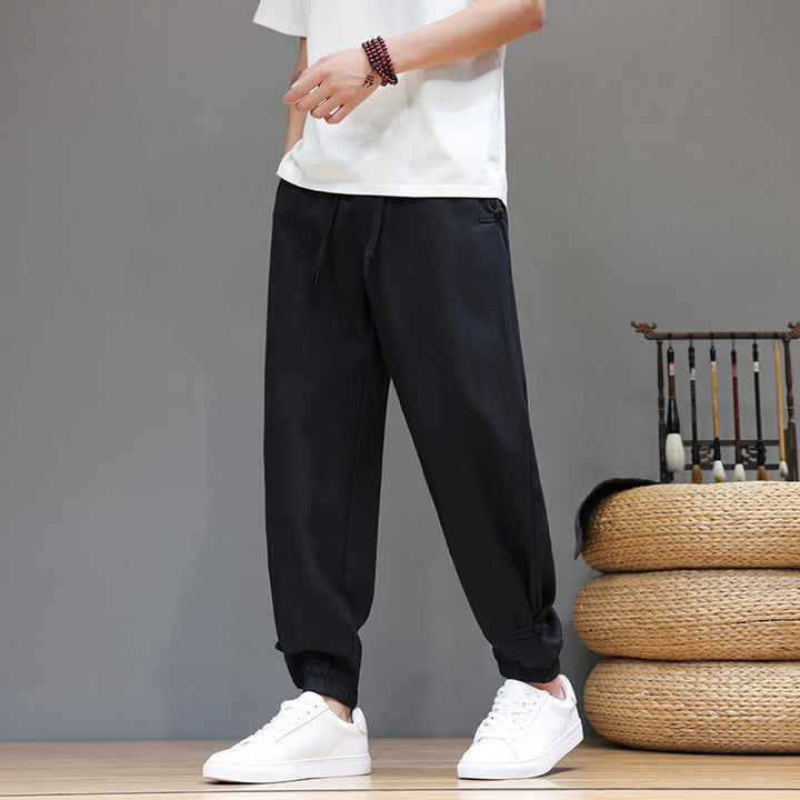 Buddha Stones Pantaloni corti da uomo casual, minimalisti, con coulisse in vita elasticizzata, tinta unita, per primavera/estate, con tasca. - image 13