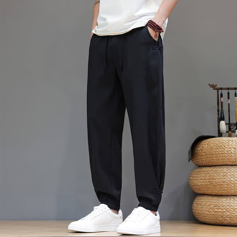 Buddha Stones Pantaloni corti da uomo casual, minimalisti, con coulisse in vita elasticizzata, tinta unita, per primavera/estate, con tasca. - image 14
