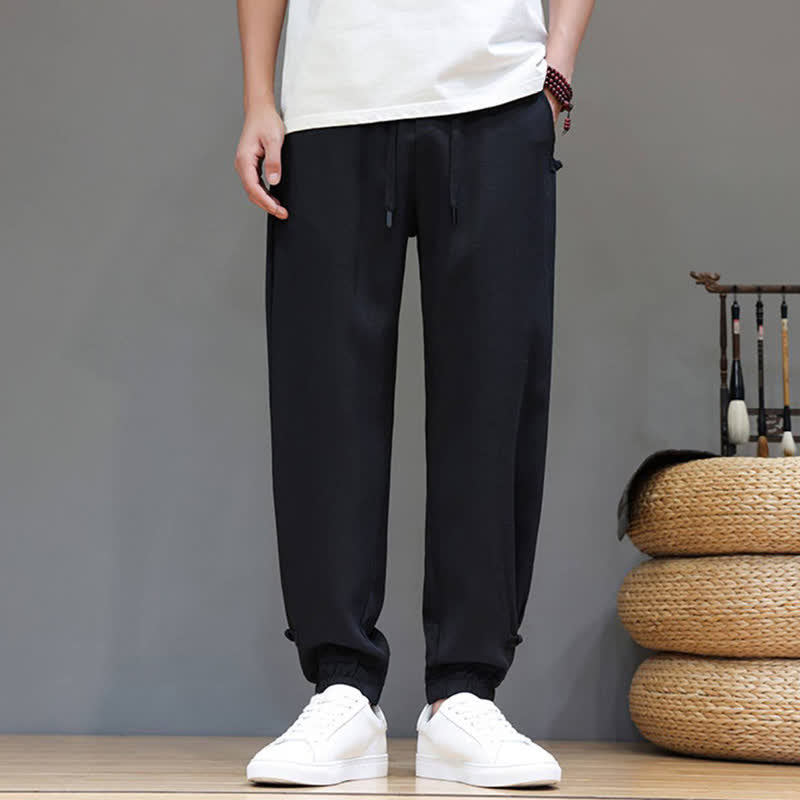 Buddha Stones Pantaloni corti da uomo casual, minimalisti, con coulisse in vita elasticizzata, tinta unita, per primavera/estate, con tasca. - image 17
