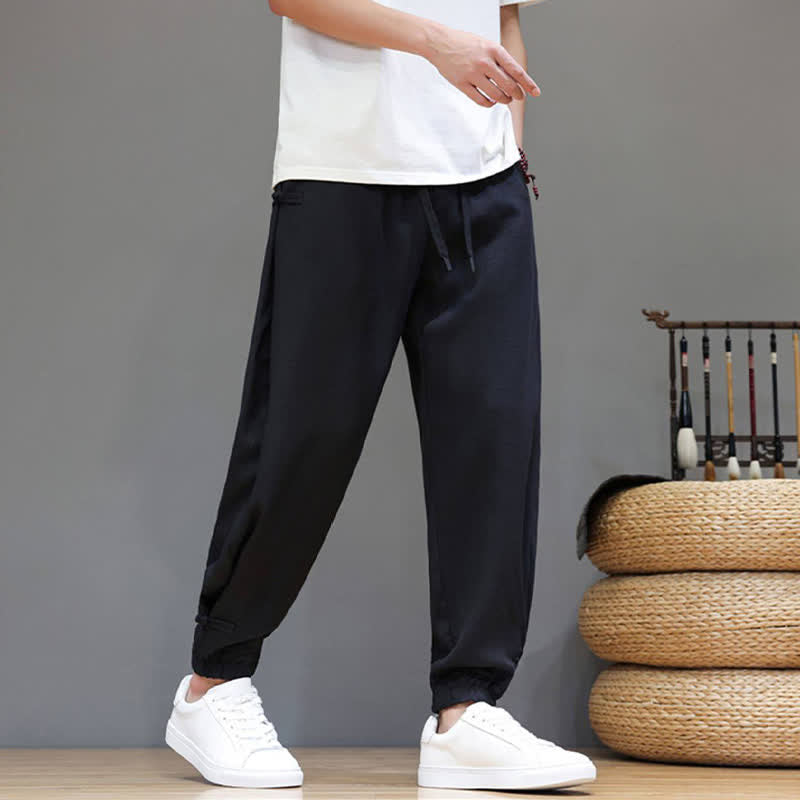 Buddha Stones Pantaloni corti da uomo casual, minimalisti, con coulisse in vita elasticizzata, tinta unita, per primavera/estate, con tasca. - image 18