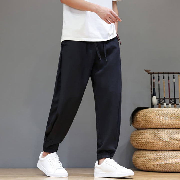 Buddha Stones Pantaloni corti da uomo casual, minimalisti, con coulisse in vita elasticizzata, tinta unita, per primavera/estate, con tasca. - image 18