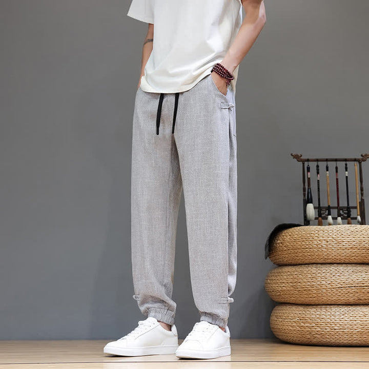 Buddha Stones Pantaloni corti da uomo casual, minimalisti, con coulisse in vita elasticizzata, tinta unita, per primavera/estate, con tasca. - Grigio chiaro - US/UK/AU46, EU56 (5XL) - image 21