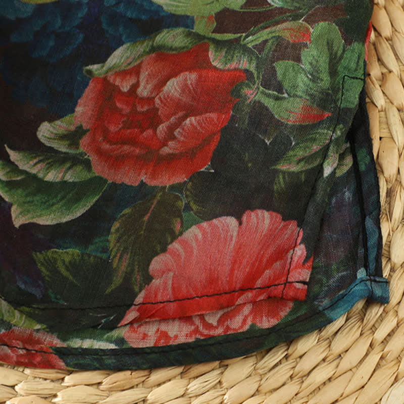 Buddha Stones Canotta da donna elegante con colletto alla coreana e stampa floreale di peonie, stile estivo Tang. - image 9