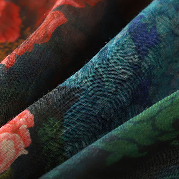 Buddha Stones Canotta da donna elegante con colletto alla coreana e stampa floreale di peonie, stile estivo Tang. - image 10