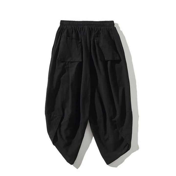 Buddha Stones Pantaloni Capri da uomo stile Tang con coulisse e stampa di pesci Koi, modello harem con tasca, perfetti per l'estate. - image 13