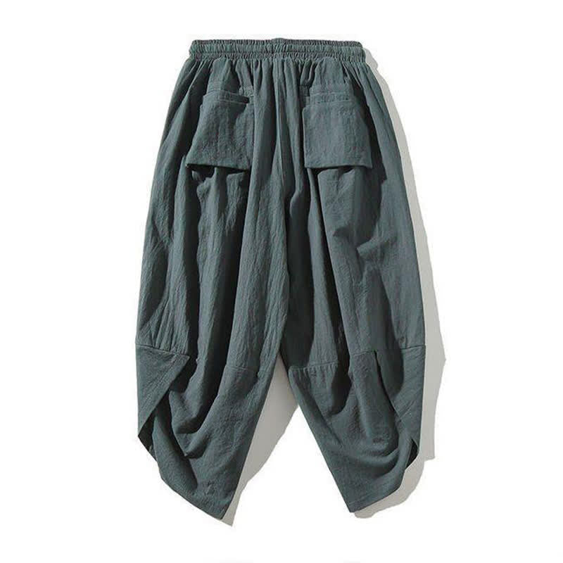 Buddha Stones Pantaloni Capri da uomo stile Tang con coulisse e stampa di pesci Koi, modello harem con tasca, perfetti per l'estate. - image 15