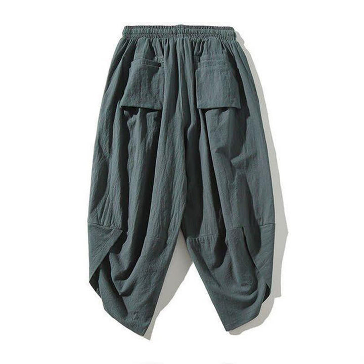 Buddha Stones Pantaloni Capri da uomo stile Tang con coulisse e stampa di pesci Koi, modello harem con tasca, perfetti per l'estate. - image 15