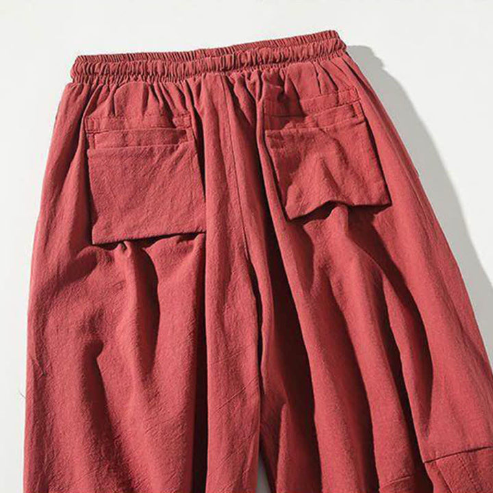 Buddha Stones Pantaloni Capri da uomo stile Tang con coulisse e stampa di pesci Koi, modello harem con tasca, perfetti per l'estate. - image 7