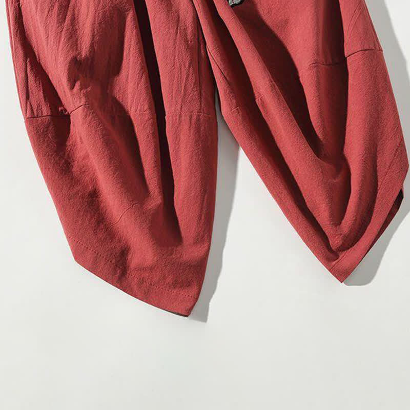 Buddha Stones Pantaloni Capri da uomo stile Tang con coulisse e stampa di pesci Koi, modello harem con tasca, perfetti per l'estate. - image 10