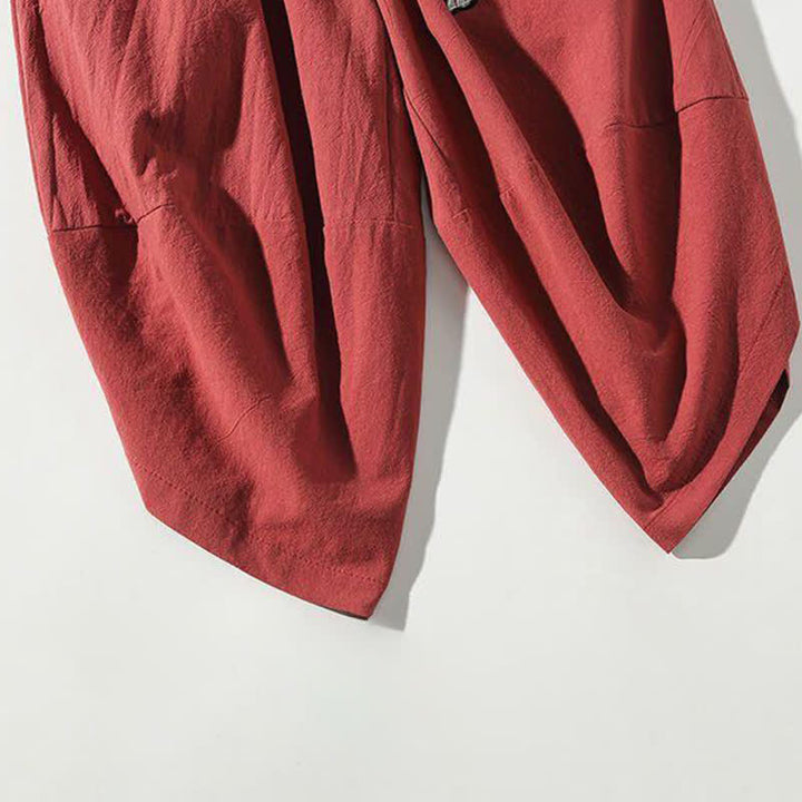 Buddha Stones Pantaloni Capri da uomo stile Tang con coulisse e stampa di pesci Koi, modello harem con tasca, perfetti per l'estate. - image 10