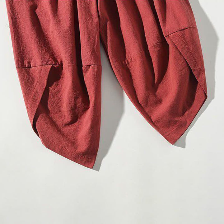Buddha Stones Pantaloni Capri da uomo stile Tang con coulisse e stampa di pesci Koi, modello harem con tasca, perfetti per l'estate. - image 9