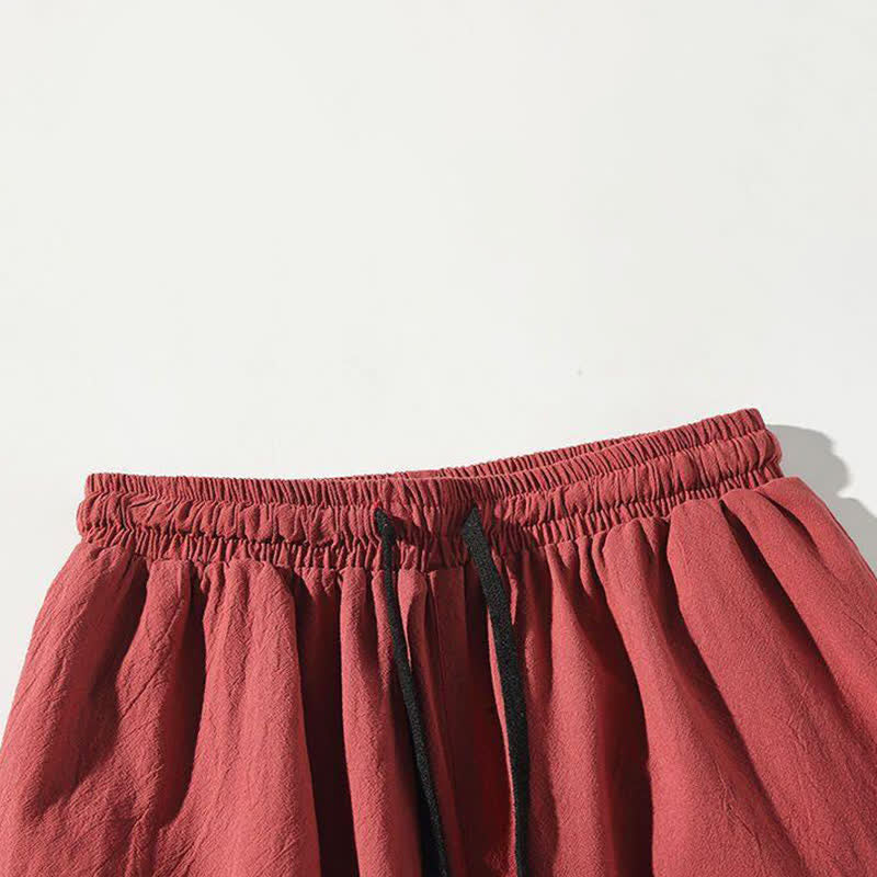 Buddha Stones Pantaloni Capri da uomo stile Tang con coulisse e stampa di pesci Koi, modello harem con tasca, perfetti per l'estate. - image 3