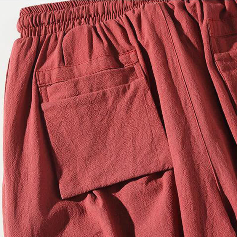 Buddha Stones Pantaloni Capri da uomo stile Tang con coulisse e stampa di pesci Koi, modello harem con tasca, perfetti per l'estate. - image 8