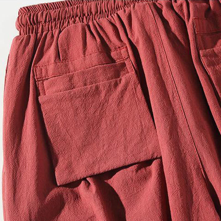 Buddha Stones Pantaloni Capri da uomo stile Tang con coulisse e stampa di pesci Koi, modello harem con tasca, perfetti per l'estate. - image 8