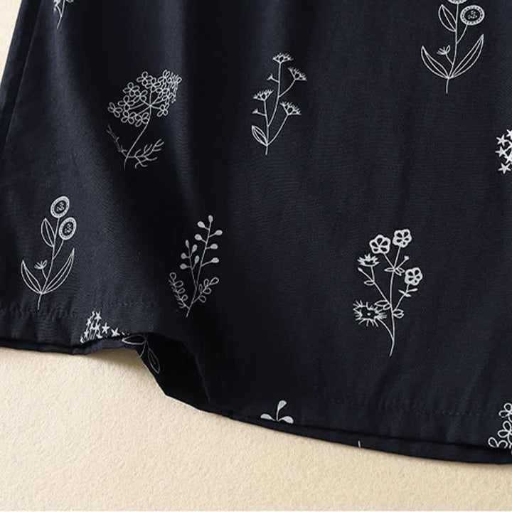 Buddha Stones Pantaloni estivi casual vintage con coulisse e stampa floreale, pantaloni a gamba larga da donna con tasca - image 3