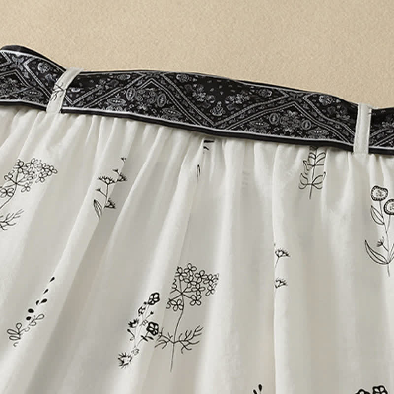 Buddha Stones Pantaloni estivi casual vintage con coulisse e stampa floreale, pantaloni a gamba larga da donna con tasca - image 15