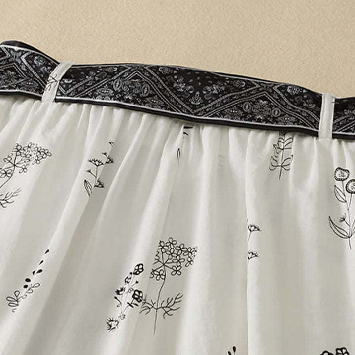 Buddha Stones Pantaloni estivi casual vintage con coulisse e stampa floreale, pantaloni a gamba larga da donna con tasca - image 15