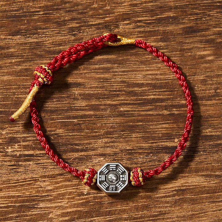 Buddha Stones Braccialetto protettivo Bagua regolabile con cordino rosso intrecciato a mano. - image 1