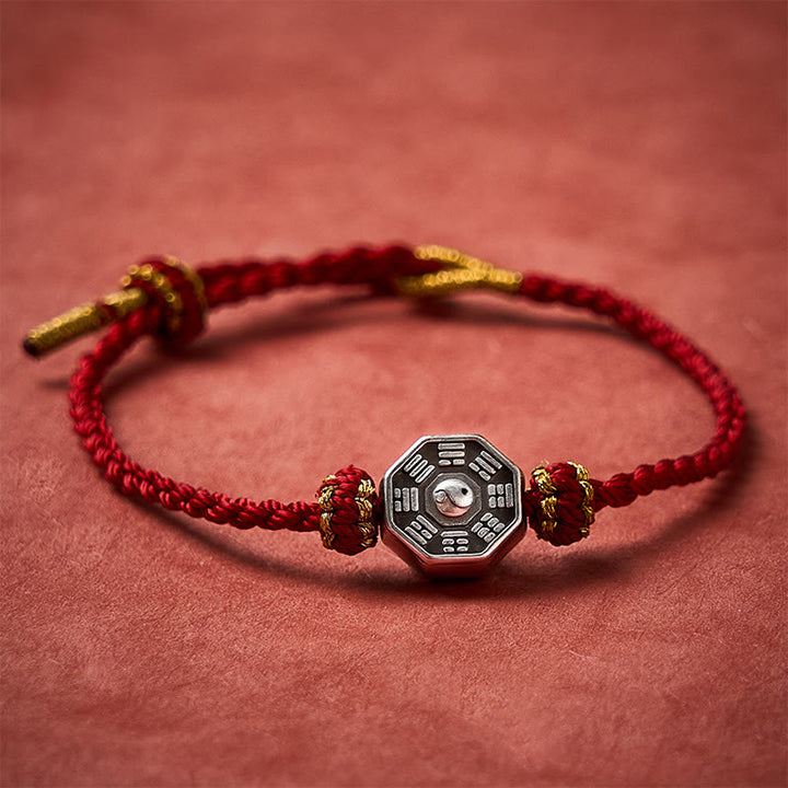Buddha Stones Braccialetto protettivo Bagua regolabile con cordino rosso intrecciato a mano. - image 3