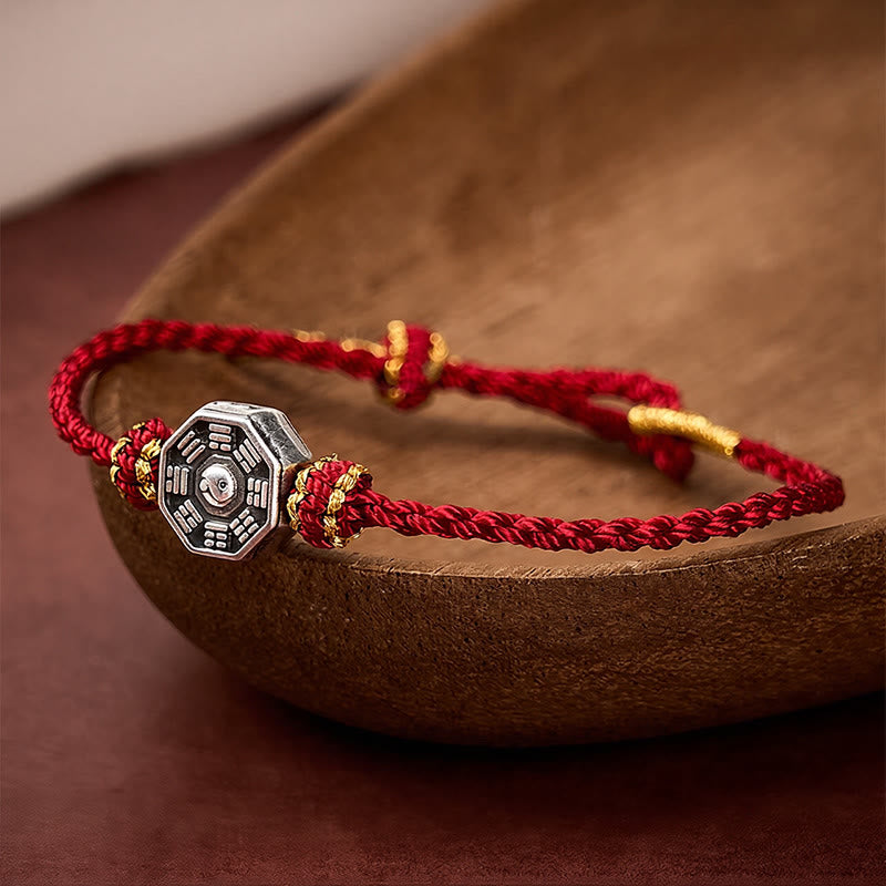 Buddha Stones Braccialetto protettivo Bagua regolabile con cordino rosso intrecciato a mano. - Filo rosso (Protezione♥Fortuna) - image 0