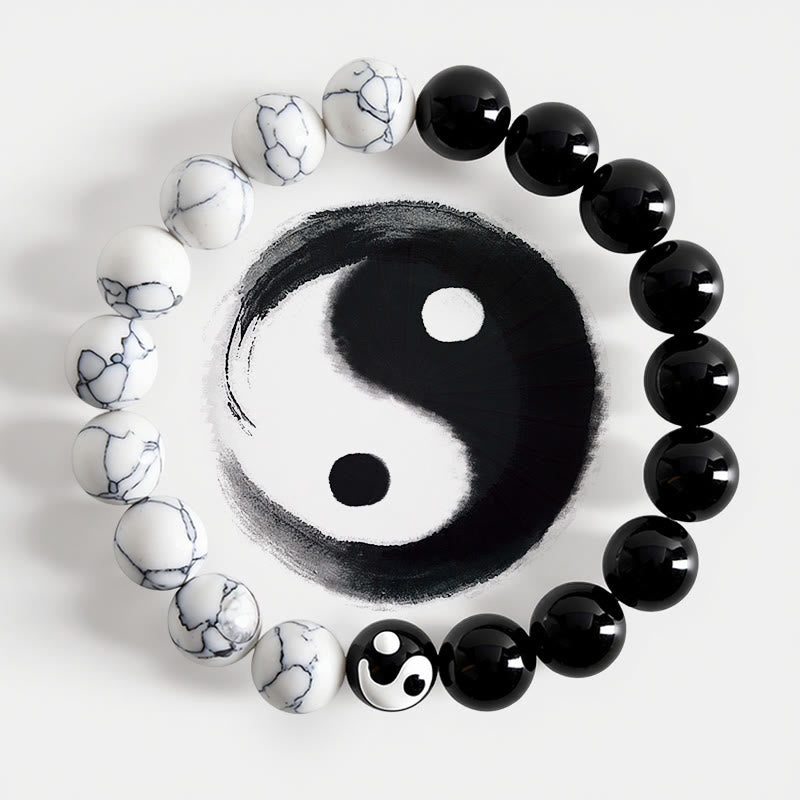 Buddha Stones Braccialetto rotondo con perline di vetro Liuli Yin Yang Balance - Yin Yang (Armonia ♥ Equilibrio) - image 0