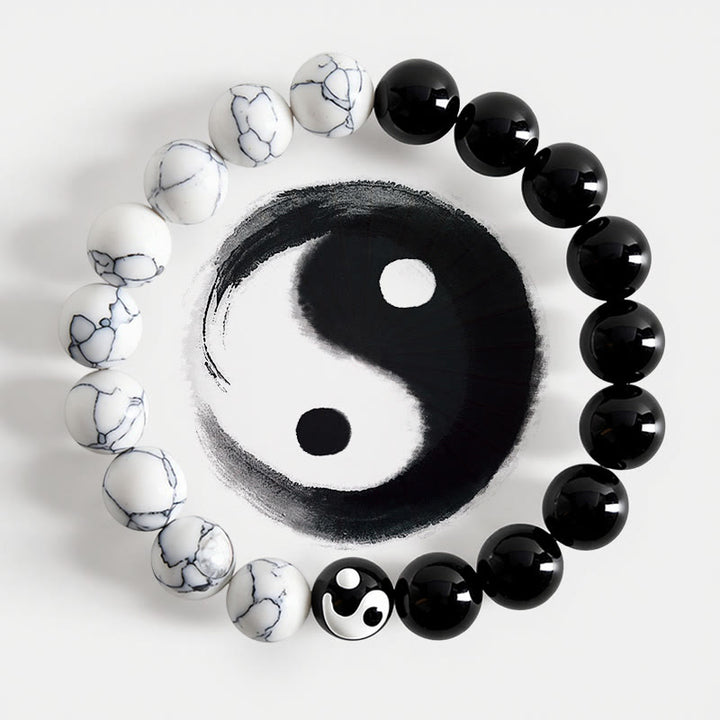 Buddha Stones Braccialetto rotondo con perline di vetro Liuli Yin Yang Balance - Yin Yang (Armonia ♥ Equilibrio) - image 0