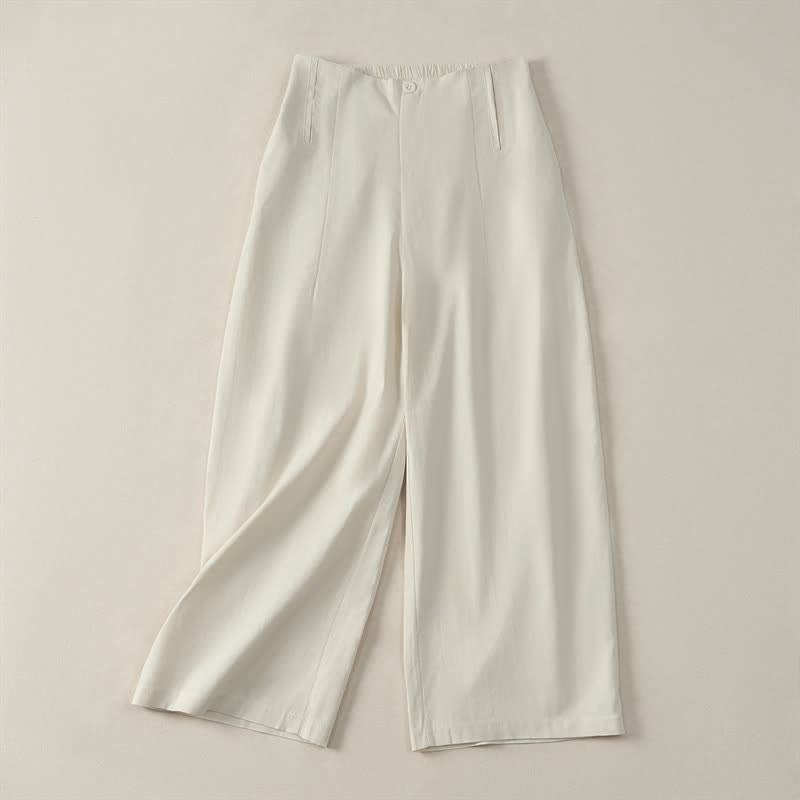 Buddha Stones Pantaloni corti da donna estivi minimalisti ed eleganti con bottoni, cerniera e gamba dritta, con tasche. - Beige - US12, UK/AU16, EU44 (3XL) - image 17