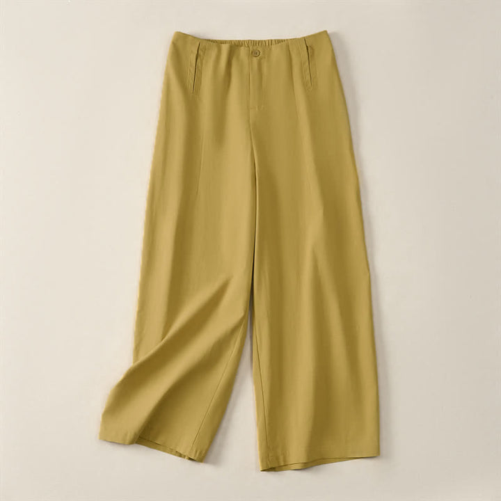 Buddha Stones Pantaloni corti da donna estivi minimalisti ed eleganti con bottoni, cerniera e gamba dritta, con tasche. - image 9
