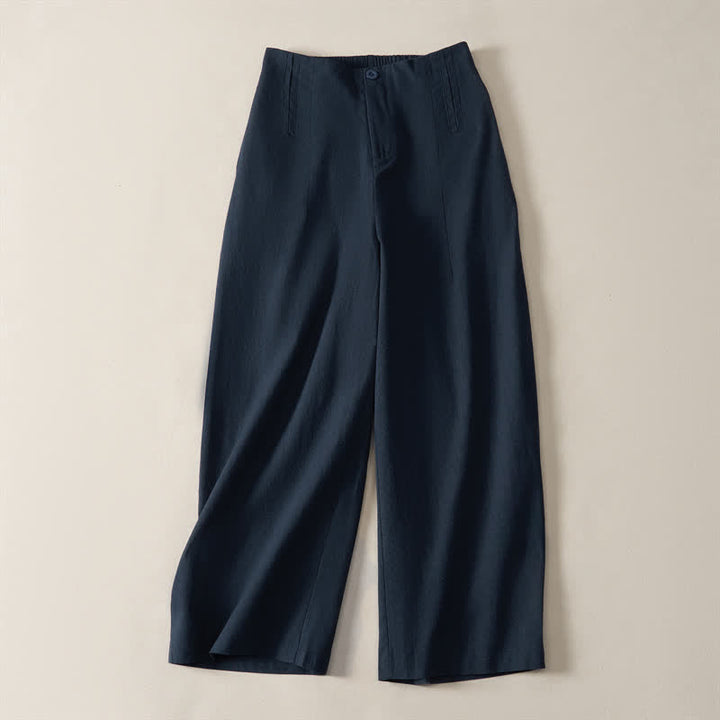 Buddha Stones Pantaloni corti da donna estivi minimalisti ed eleganti con bottoni, cerniera e gamba dritta, con tasche. - Blu notte - US12, UK/AU16, EU44 (3XL) - image 0
