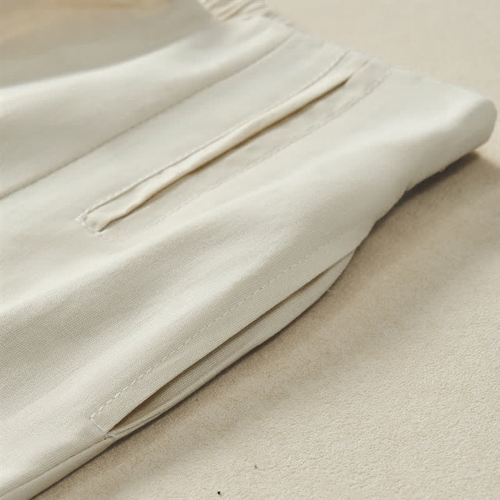 Buddha Stones Pantaloni corti da donna estivi minimalisti ed eleganti con bottoni, cerniera e gamba dritta, con tasche. - image 22